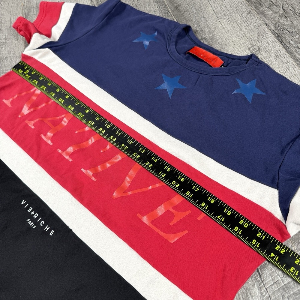 Vie Riche+Paris Men's Xl Black Designer Color Block Pullover T-shirt Multicolor - Picture 8 of 8